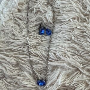 Faux Sabika Elegant Blue Gemstone Necklace and Earring Set